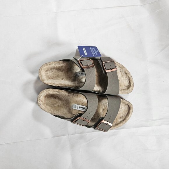 Birkenstock Gray Arizona lined slip on sandals size 41 women 10 men 8 Narrow Fit - Picture 5 of 11